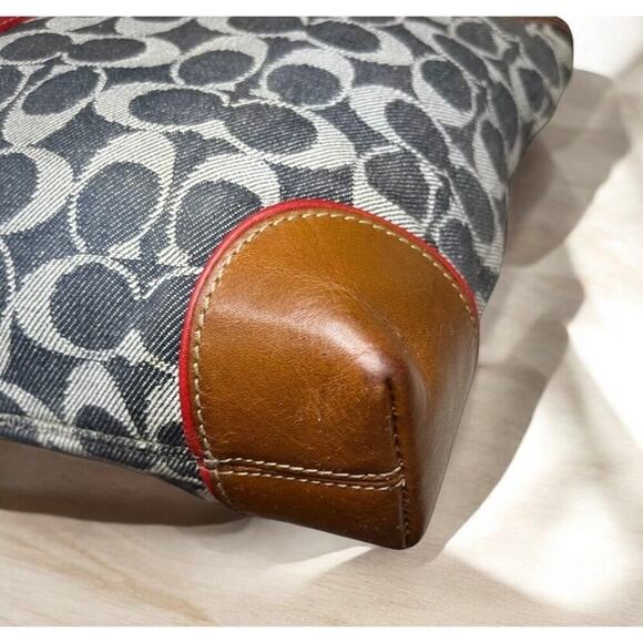 Vintage Coach 7023 Signature Denim Stripe Small Tote Bag & 8697 Skinny Wristlet - Picture 13 of 15